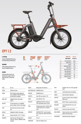BESV CPT 1.2 – Compact e-bike • Shimano EP500 • 531 Wh • Gates szíjhajtás • Nexus 5