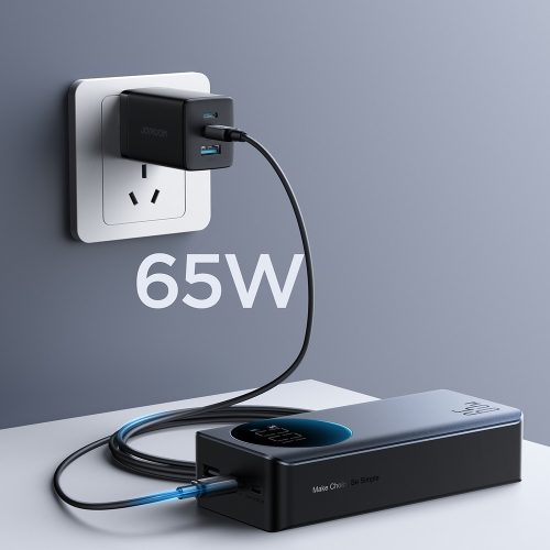 Joyroom 30000mAh 65W Power Bank digitális kijelzővel (JR-PBF05) – fekete