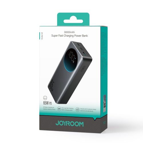 Joyroom 30000mAh 65W Power Bank digitális kijelzővel (JR-PBF05) – fekete