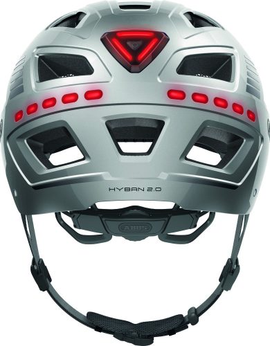 ABUS kerékpáros városi sisak Hyban 2.0 LED, ABS, signal silver, XL (58-63 cm)