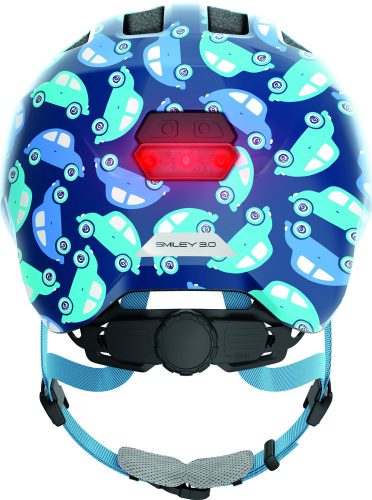 ABUS kerékpáros gyerek sisak Smiley 3.0 LED, In-Mold, blue car, S (45-50 cm)