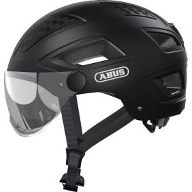   ABUS kerékpáros városi sisak Hyban 2.0 ACE, ABS, beépített átlátszó szemüveggel, velvet black, M (52-58 cm)