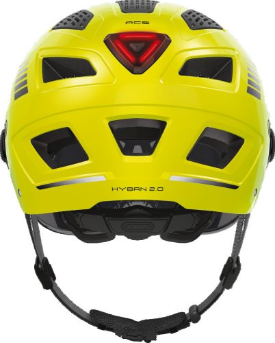 ABUS kerékpáros városi sisak Hyban 2.0 ACE, ABS, beépített átlátszó szemüveggel, signal yellow, M (52-58 cm)