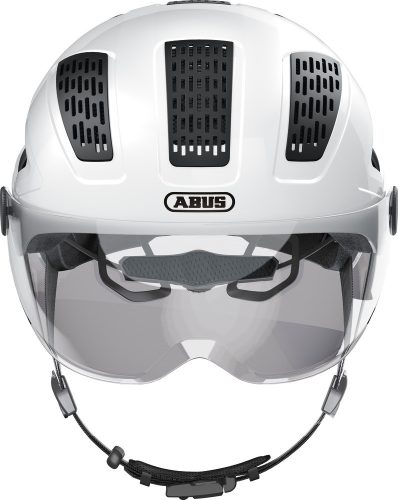 ABUS kerékpáros városi sisak Hyban 2.0 ACE, ABS, beépített átlátszó szemüveggel, polar white, M (52-58 cm)