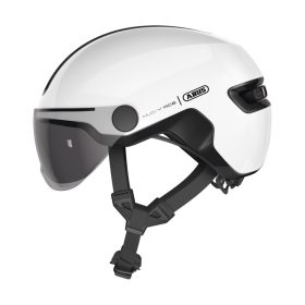   ABUS kerékpáros városi sisak Hud-Y ACE, In-Mold, beépített átlátszó szemüveggel, shiny white, S (51-55 cm)