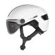 ABUS kerékpáros városi sisak Hud-Y ACE, In-Mold, beépített átlátszó szemüveggel, shiny white, S (51-55 cm)