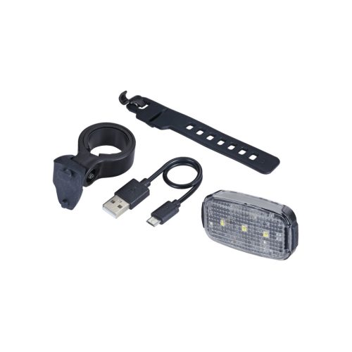 BBB Cycling kerékpáros első lámpa BLS-146 Spot, 24 lumen, 3 mód, micro USB tölthető 300mAh akku, gumis felfogatással