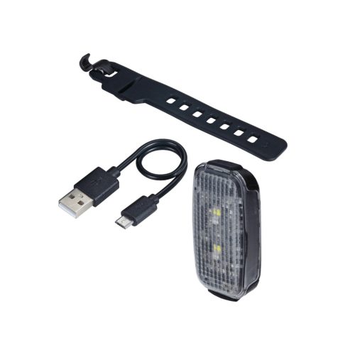 BBB Cycling kerékpáros első/hátsó lámpa BLS-149 SpotDuo, 20 lumen, 2x2 mód (első és hátsó lámpaként is használható), micro USB tölthető 300 mAh akku, gumis felfogatással