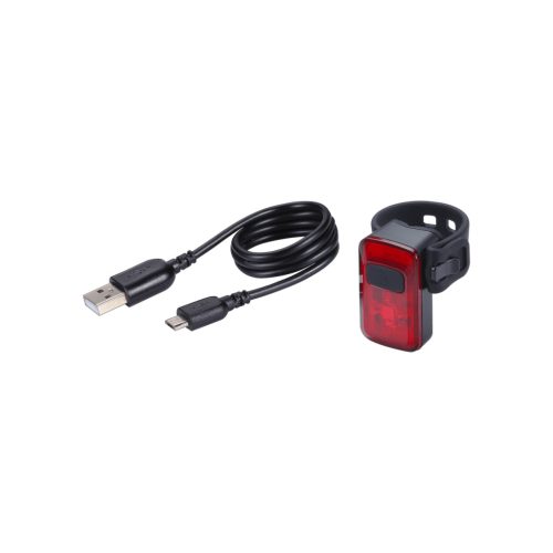 BBB Cycling kerékpáros hátsó lámpa BLS-152 Spark 2.0, 10 lumen, 4mód, USB C tölthető 300 mAh akku, gumis felfogatással