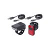 BBB Cycling kerékpáros lámpa szett BLS-153 SparkCombo 2.0, 45 és 10 lumen (első és hátsó), 4mód, micro USB tölthető 300 mAh akku, gumis felfogatással