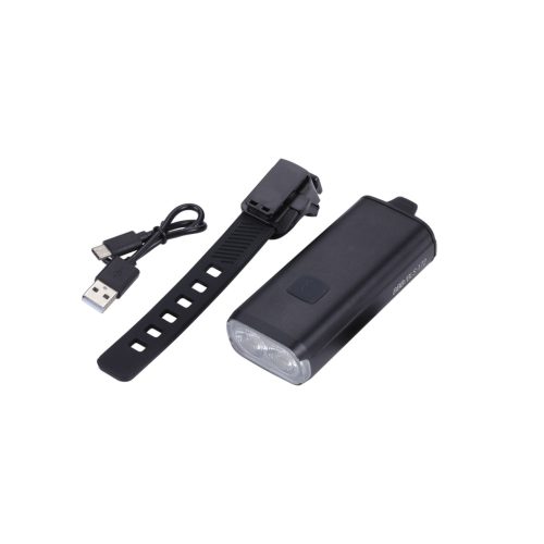 BBB Cycling kerékpáros első lámpa BLS-172 StrikeDuo, 1600 lumen, 7 mód, USB-C tölthető 5200 mAh akku, gumis felfogatással, távirányító kompatibilis (BLS-179)