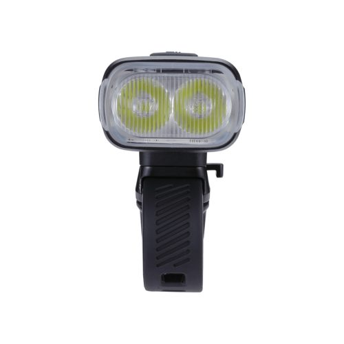 BBB Cycling kerékpáros első lámpa BLS-172 StrikeDuo, 1600 lumen, 7 mód, USB-C tölthető 5200 mAh akku, gumis felfogatással, távirányító kompatibilis (BLS-179)