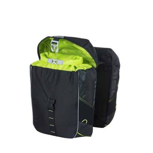 Basil dupla táska Miles Double Bag, Universal Bridge System, fekete lime