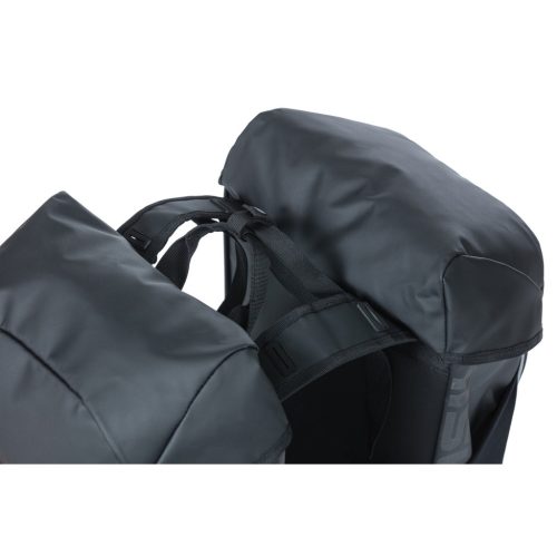 Basil dupla táska Miles Tarpaulin Double Bag, Universal Bridge System, fekete narancs
