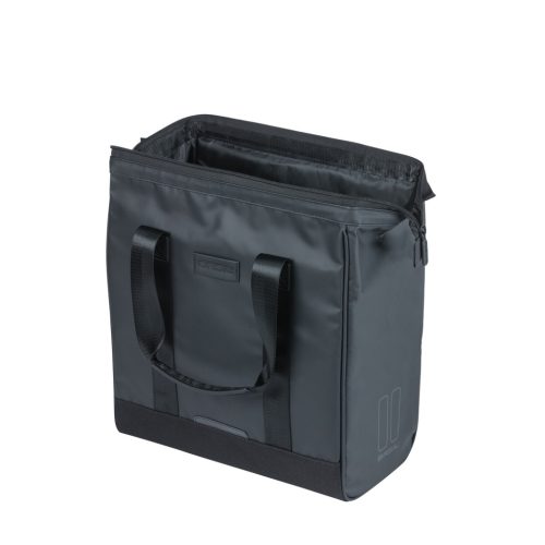 Basil egyoldalas táska Grand Tarpaulin Bicycle Shopper, MIK Hooks, fekete