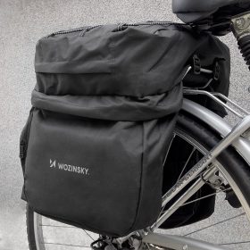   Nagy méretű 3 rekeszes táska csomagtartóra esővédő takaróval együtt - 60 literes, fekete