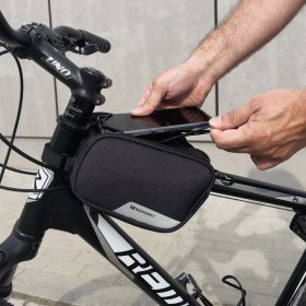   Vázra szerelhető táska telefontartóval - 6,5" képernyőjű telefonhoz, 1,5 lteres, fekete