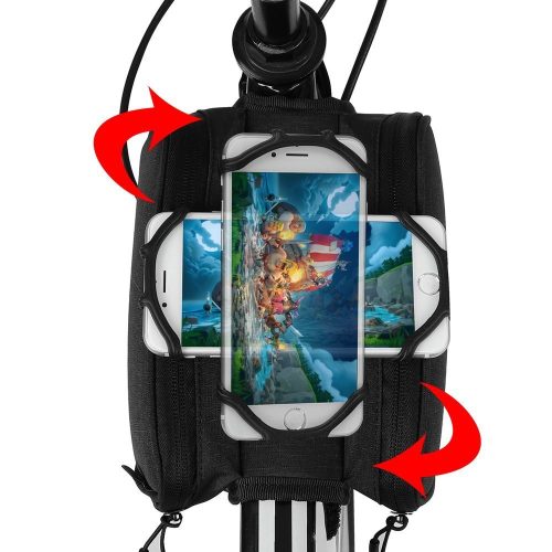 Vázra szerelhető táska telefontartóval - 6,5" képernyőjű telefonhoz, 1,5 lteres, fekete