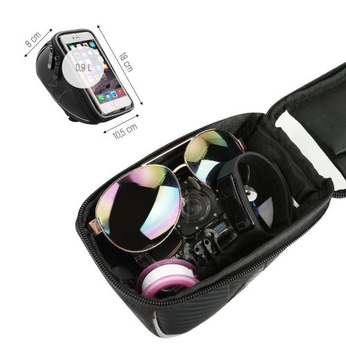 Kormányra szerelhető telefontartó 6,5" képernyőméretig, 0,9 liter, fekete